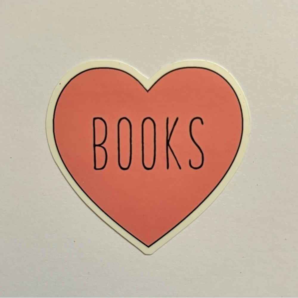 Illustrated Pink “Book” Heart Waterproof Sticker